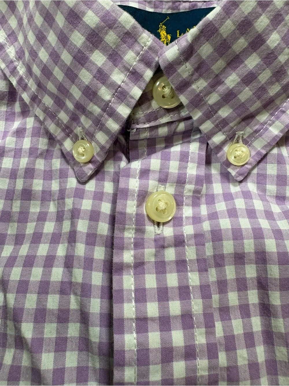 Ralph Lauren Lavender Gingham Short-Sleeve Button-Down Shirt